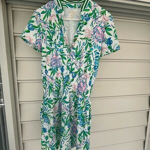 Lilly Pulitzer Green and Pink Wrap Sundress Casual Resort Wear